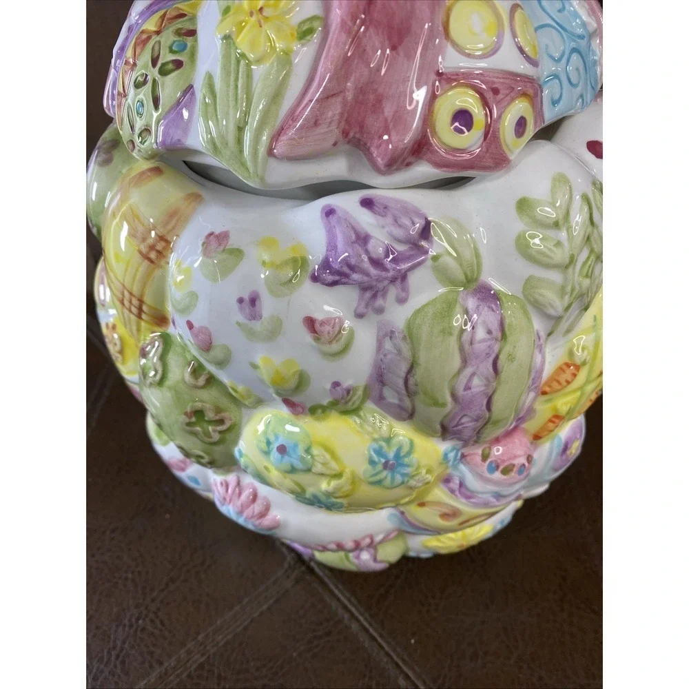 PBC International 3D‎ Easter Egg Cookie Jar Vintage Holiday Ribbon Bow 8x10